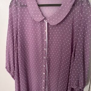 ModCloth sheer clip dot Peter Pan blouse